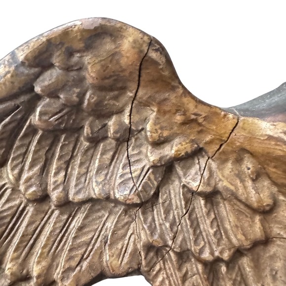 Vintage Old Mid 20th century Ornate Eagle Convex Round Mirror about 13x18" - Picture 6 of 10